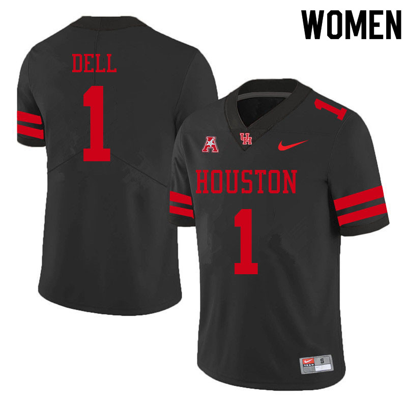 Women #1 Nathaniel Dell Houston Cougars College Football Jerseys Sale-Black - Click Image to Close